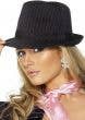 Women's Gangster Style Black and White Pinstriped Fedora Hat 1920's Costume Accessory