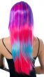 Image of Deluxe Long Purple Pink and Blue Women's Costume Wig - Back View