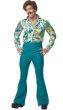 Men's Retro Green 70s Disco Dude Fancy Dress Costume - Main Image