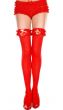 Women's Sexy Red Opaque Thigh Highs with Christmas Bells