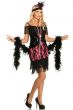 Pink and Black Lace 1920's Women's Flapper Fancy Dress Front