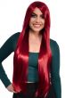 Extra Long Straight Burgundy Red Women's Costume Wig -  Front  Image