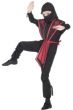 Boy's Ninja Black and Red Budget Japanese Costume Front Image 