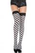 Thigh High Black and White Chequered Stockings for Women