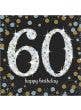 Image of 60th Birthday Black and Gold 16 Pack Lunch Napkins