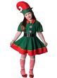Image of Festive Green Christmas Elf Girl's Dress Up Costume - Main Image