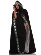 Image of Deluxe Black Skull Print Adults Halloween Costume Cape