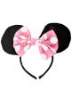 Image of Reversible Polka Dot Minnie Mouse Ears Headband - Pink Bow Image