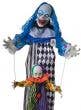 Lights and Sounds Animated Life Size Evil Clown with Puppet Halloween Decoration - Close Image