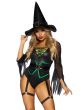 Image of Broomstick Babe Women's Sexy Witch Halloween Costume - Close Front View 2