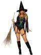 Image of Broomstick Babe Women's Sexy Witch Halloween Costume - Front View
