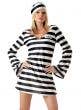 Convict Chic sexy woman's Black and White Striped prisoner Fancy Dress Costume -Zoom Image