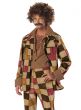 Disco Sleazeball Brown Beige and Maroon Check Suit With Tan Shirt 70s Retro Men Fancy Dress Costume - Main Image