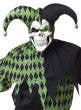 Men's Black and Green Jester Hallowen Fancy Dress Costume - Close Up Image