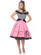 Women's 50's Pink Poodle Skirt Fancy Dress Front View