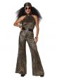 Gold Fever Women's Sparkly 70's Disco Costume Jumpsuit - Front Image
