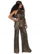 Gold Fever Women's Sparkly 70's Disco Costume Jumpsuit - Side Image