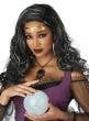 Women's Long Curly Black and Grey Gypsy Costume Wig and Headband Accessory