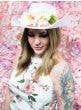 Image of Light Pink Lace Overlay Cowgirl Hat with Flowers - Alternate Image