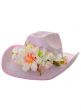 Image of Light Pink Lace Overlay Cowgirl Hat with Flowers