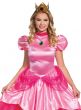Deluxe Pink Satin Princess Peach Super Mario Costume for Plus Size Women - Close Up View