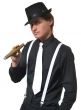 Men's Black and White Stripe Wool Look Gangster Trilby - Large Image
