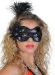 Women's Black Vinyl And Side Feather Costume Masquerade Mask Main Image