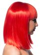 Image of Deluxe Sleek Red Women's Bob Wig with Fringe - Side View