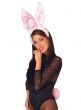 Women's White and Pink bunny rabbit tail and ears costume kit main image