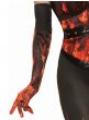 Flame Print Devil Halloween Gloves - Close Image