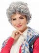 Womens Short Curly Grey Old Lady Costume Wig