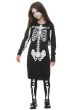 Image of Classic Black and White Skeleton Girls Halloween Costume - Alternate Image