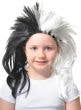 Image of Spiked Black and White Girl's Punk Costume Wig
