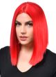 Image of Vibrant Red Women's Deluxe Heat Resistant Bob Costume Wig - Side Front View