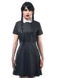 Image of Short Sleeve Wednesday Addams Women's Halloween Costume - Close View