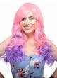 Pastel Pink and Purple Curly Wig with Side Fringe Front Image