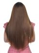 Women's Straight Rich Brown Synthetic Fashion Wig with Dark Roots and Lace Part - Back Image