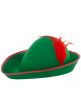 Green Robin Hood Costume Hat With Red Feathers