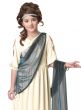 Girl's Cream Roman Emperess Toga Costume - Close Image