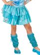 Girls Ruffle Blue Satin Disney Elsa Tutu Skirt Close Up Image