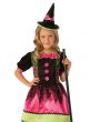 Bright Pink and Green Girl's Witch Halloween Costume - Close Image