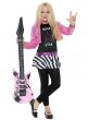 Girl's Pink and Black Punk Rock Star 80's Costume  Front View