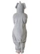 Image of Cute Plush Grey Elephant Children's Onesie Dress Up Costume - Back View