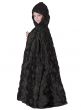Kid's Long Black Hooded Halloween Costume Cape Side View