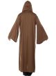 Men's Brown Hooded Fancy Dress Costume Robe Back Image