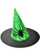 Image of Spiderweb Girls Green and Black Halloween Witch Hat