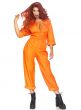 Women's Orange Prison Jumpsuit Fancy Dress Costume Front Image