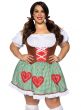 Plus Size Women's Green and Brown Oktoberfest Costume - Close Front Image