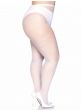 Women's White Plus Size Fishnet Stockings Side Image 