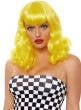 1950's Retro Women's Curly Mid Length Yellow Costume Wig with Fringe View 1  
